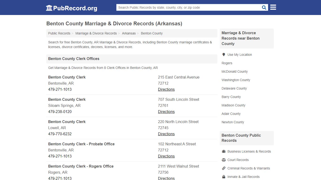 Benton County Marriage & Divorce Records (Arkansas)